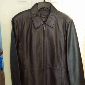Croft & Barrow Genuine Leather Brown Zip Up Jacket Women’s Large